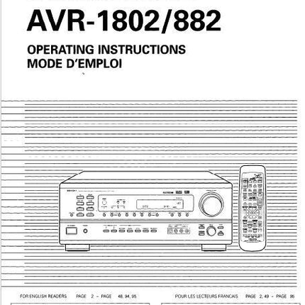 Denon AVR 1802 Receiver Amplifier Owners Manual