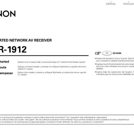 Denon AVR 1912 Receiver Amplifier Owners Manual
