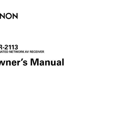 Denon AVR 2113 Receiver Owners Instruction Manual