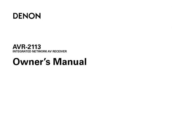 Denon AVR 2113 Receiver Owners Instruction Manual