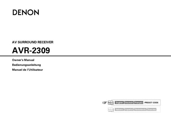 Denon AVR 2309 AV Receiver Owners Manual