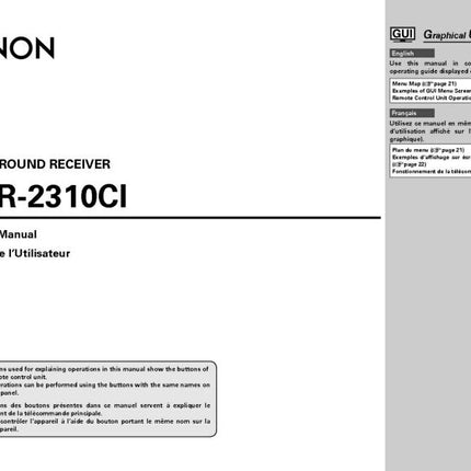 Denon AVR 2310CI Receiver Amplifier Owners Manual