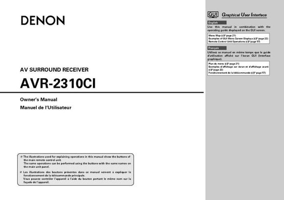 Denon AVR 2310CI Receiver Amplifier Owners Manual