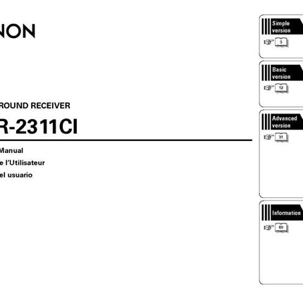 Denon AVR 2311CI Receiver Amplifier Owners Manual