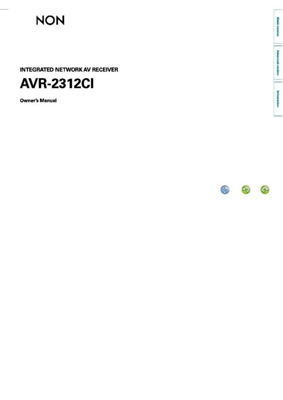 Denon AVR 2312CI AV Receiver Owners Manual