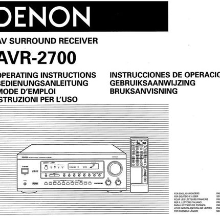 Denon AVR 2700 AV Receiver Owners Manual