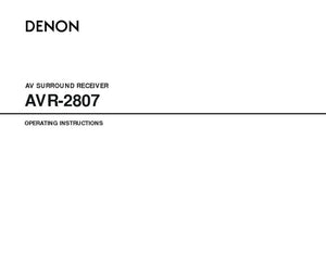 Denon AVR 2807 AV Receiver Owners Manual