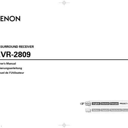Denon AVR 2809 AV Receiver Owners Manual