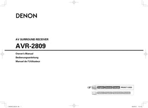 Denon AVR 2809 AV Receiver Owners Manual