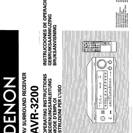 Denon AVR 3200 AV Receiver Owners Manual