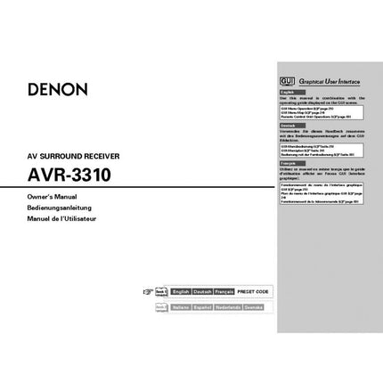 Denon AVR 3310 Receiver Owners Instruction Manual