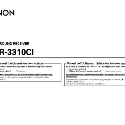 Denon AVR 3310CI Receiver Amplifier Owners Manual