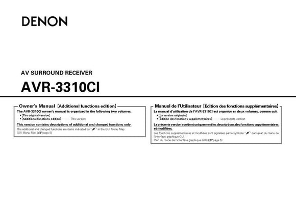 Denon AVR 3310CI Receiver Amplifier Owners Manual