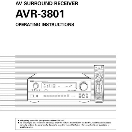 Denon AVR 3801 Receiver Owners Manual
