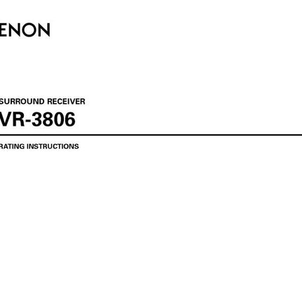 Denon AVR 3806 AV Receiver Owners Manual