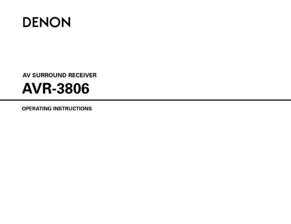 Denon AVR 3806 AV Receiver Owners Manual