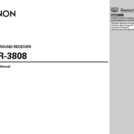Denon AVR 3808 AV Receiver Owners Manual