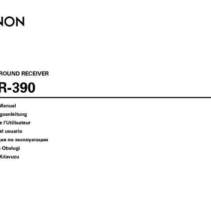 Denon AVR 390 Receiver Amplifier Owners Manual