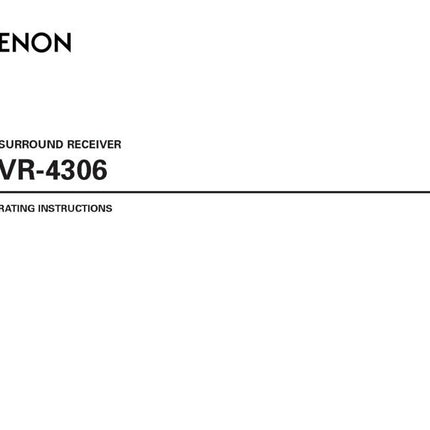 Denon AVR 4306 AV Receiver Owners Manual