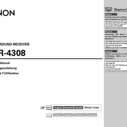 Denon AVR 4308 AV Receiver Owners Manual