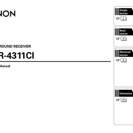 Denon AVR 4311 Receiver Amplifier Owners Manual