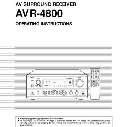 Denon AVR 4800 AV Receiver Owners Manual