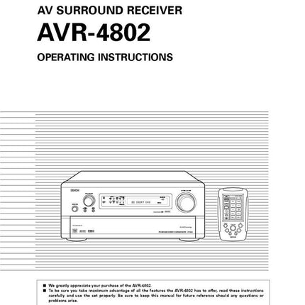 Denon AVR 4802 AV Receiver Owners Manual