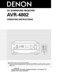 Denon AVR 4802 AV Receiver Owners Manual