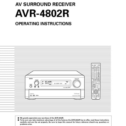 Denon AVR 4802R AV Receiver Owners Manual