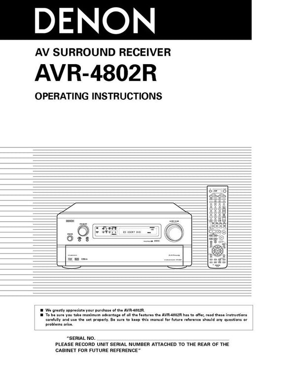 Denon AVR 4802R AV Receiver Owners Manual