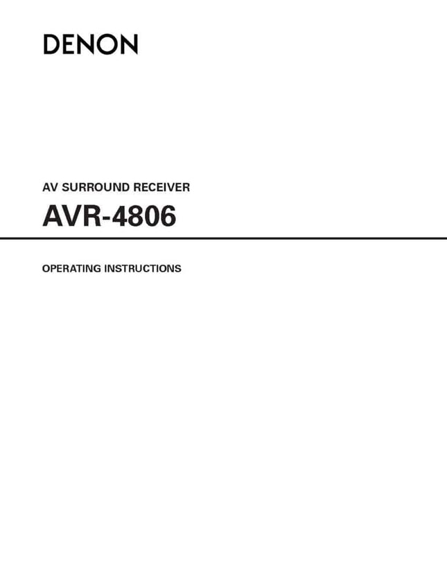 Denon AVR 4806 AV Receiver Owners Manual