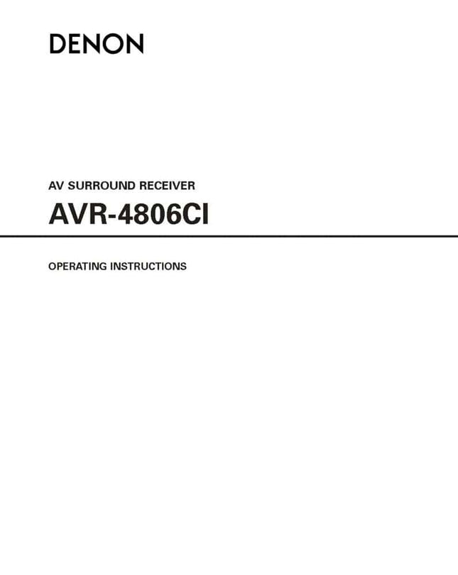 Denon AVR 4806CI AV Receiver Owners Manual