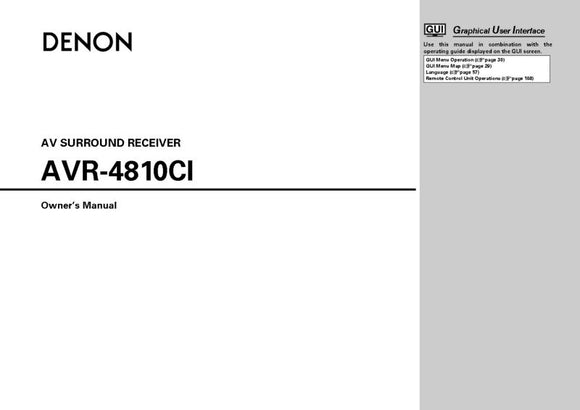 Denon AVR 4810CI Receiver Amplifier Owners Manual