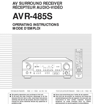 Denon AVR 485S AV Receiver Owners Manual