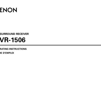 Denon AVR 506 AV Receiver Owners Manual