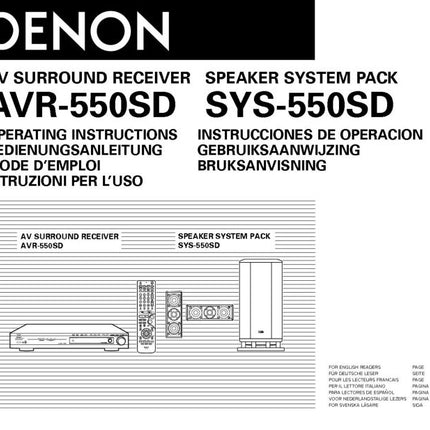 Denon AVR 550SD Receiver Amplifier Owners Manual