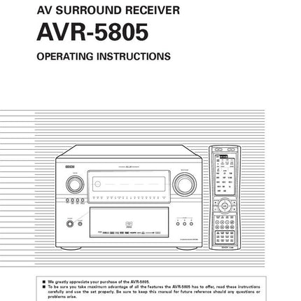 Denon AVR 5805 AV Receiver Owners Manual