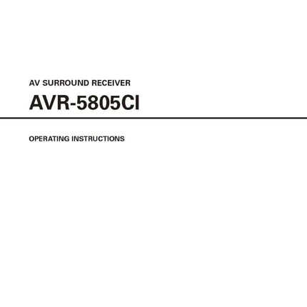 Denon AVR 5805CI Receiver Amplifier Owners Manual