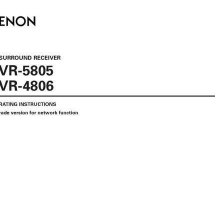 Denon AVR 5808 AV Receiver Owners Manual