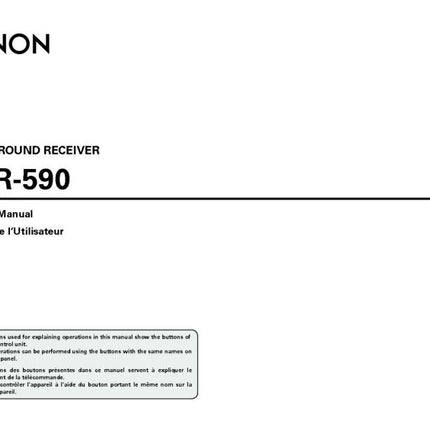 Denon AVR 590 Receiver Amplifier Owners Manual