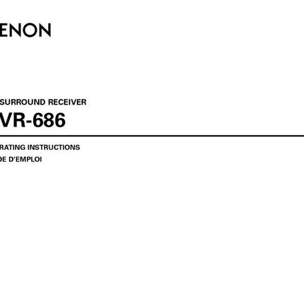 Denon AVR 686 AV Receiver Owners Manual