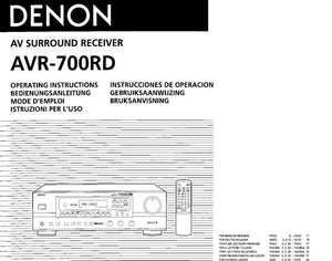 Denon AVR 700RD Receiver Owners Manual