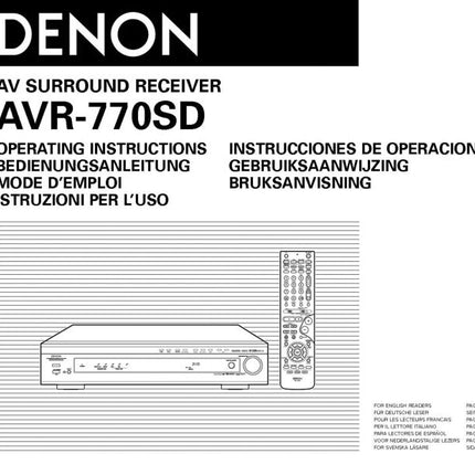Denon AVR 770SD Receiver Owners Instruction Manual