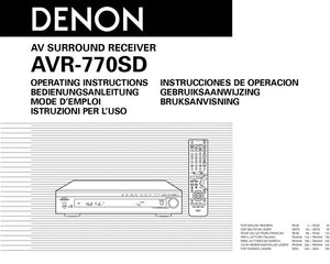 Denon AVR 770SD Receiver Owners Instruction Manual