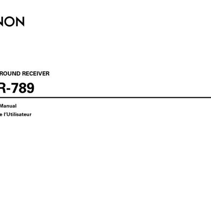 Denon AVR 789 AV Receiver Owners Manual