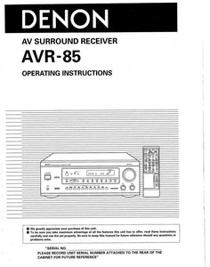 Denon AVR 85 Receiver Amplifier Owners Manual