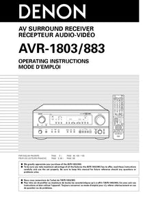 Denon AVR 883 AV Receiver Owners Manual