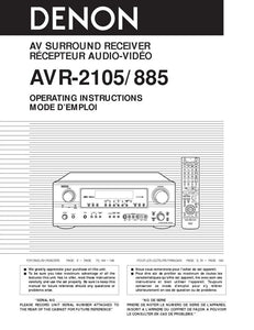 Denon AVR 885 AV Receiver Owners Manual