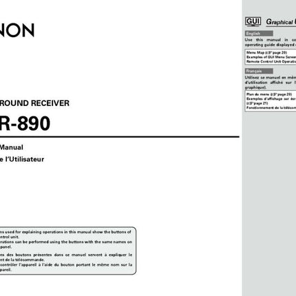 Denon AVR 890 Receiver Amplifier Owners Manual