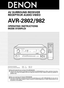 Denon AVR 982 Receiver Owners Manual